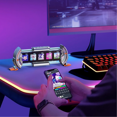 Décor de jeu Configuration de jeu Horloge numérique avec contrôle Smart APP, connexion WiFi, écran LED RVB, tableau de bord personnalisé, Pixel Art N&M