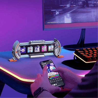 Décor de jeu Configuration de jeu Horloge numérique avec contrôle Smart APP, connexion WiFi, écran LED RVB, tableau de bord personnalisé, Pixel Art N&M