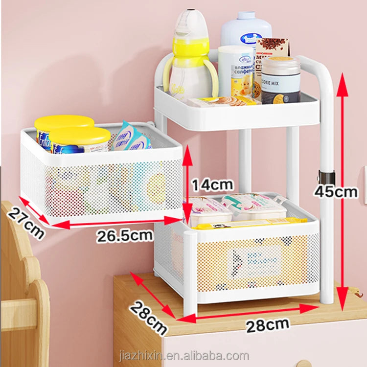 Accessoires pour la maison Organisateur de légumes de cuisine en acier inoxydable Rangement Armoire rotative Paniers Yawen Boîtes Étagères Conteneurs N&M