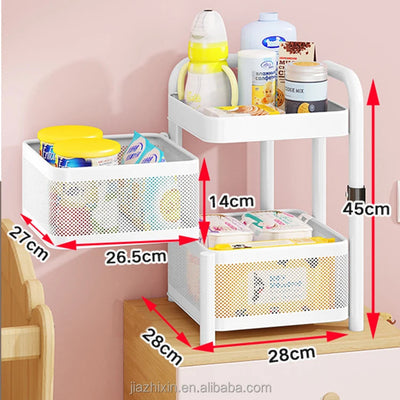 Accessoires pour la maison Organisateur de légumes de cuisine en acier inoxydable Rangement Armoire rotative Paniers Yawen Boîtes Étagères Conteneurs N&M