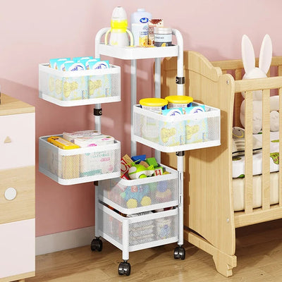 Accessoires pour la maison Organisateur de légumes de cuisine en acier inoxydable Rangement Armoire rotative Paniers Yawen Boîtes Étagères Conteneurs N&M