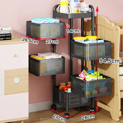 Accessoires pour la maison Organisateur de légumes de cuisine en acier inoxydable Rangement Armoire rotative Paniers Yawen Boîtes Étagères Conteneurs N&M