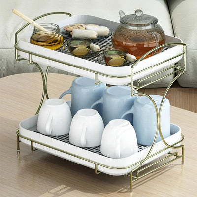 Accessoires pour la maison Supports de rangement Tasse sponse en silicone à 2 niveaux Porte-table à vaisselle Porte-égouttoir pour tasse à vin en plastique pour cuisine N&M