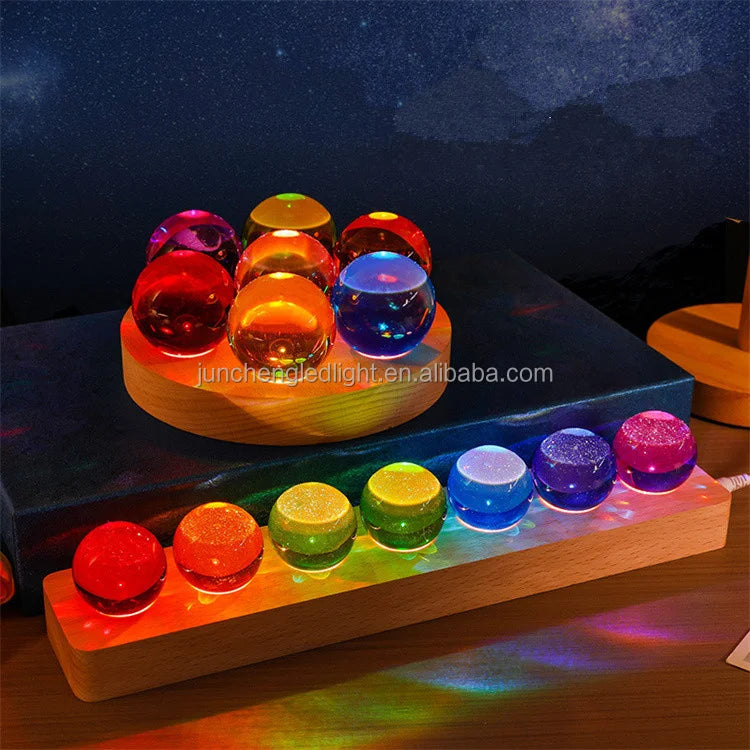 Petits accents décoratifs Designs Lune Système solaire Ornement de boule de cristal lumineux Cadeau d’anniversaire Led Night Light Accessoires pour la maison N&M