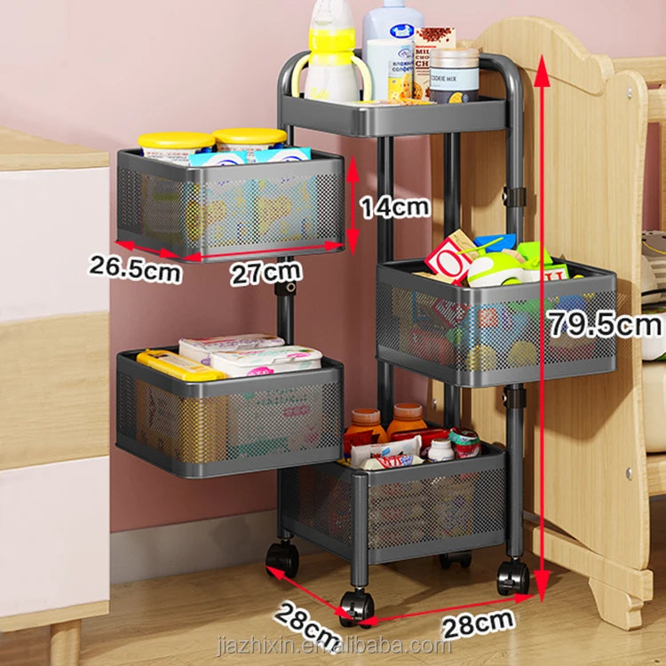 Accessoires pour la maison Organisateur de légumes de cuisine en acier inoxydable Rangement Armoire rotative Paniers Yawen Boîtes Étagères Conteneurs N&M