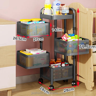 Accessoires pour la maison Organisateur de légumes de cuisine en acier inoxydable Rangement Armoire rotative Paniers Yawen Boîtes Étagères Conteneurs N&M