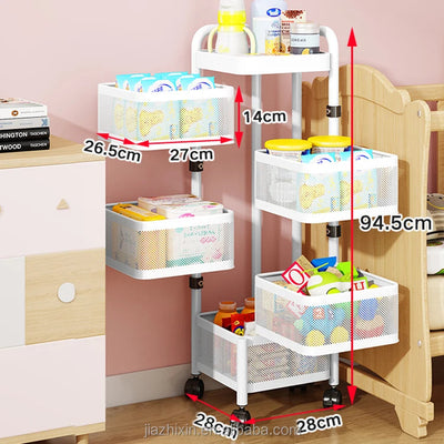 Accessoires pour la maison Organisateur de légumes de cuisine en acier inoxydable Rangement Armoire rotative Paniers Yawen Boîtes Étagères Conteneurs N&M