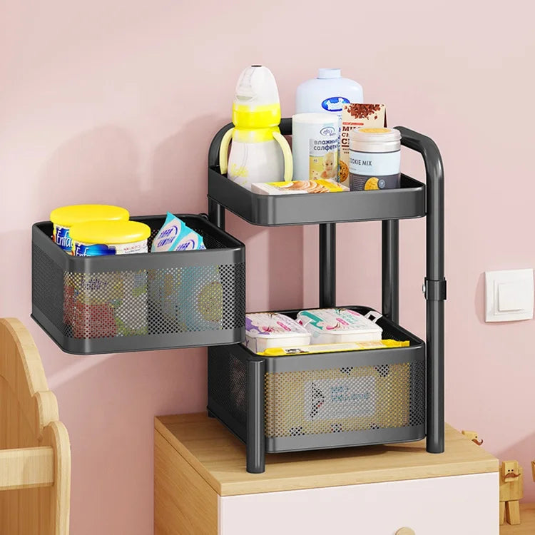 Accessoires pour la maison Organisateur de légumes de cuisine en acier inoxydable Rangement Armoire rotative Paniers Yawen Boîtes Étagères Conteneurs N&M