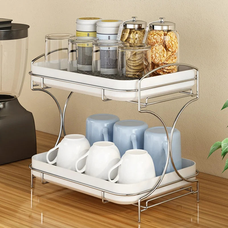 Accessoires pour la maison Supports de rangement Tasse sponse en silicone à 2 niveaux Porte-table à vaisselle Porte-égouttoir pour tasse à vin en plastique pour cuisine N&M