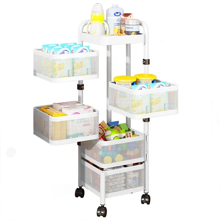 Accessoires pour la maison Organisateur de légumes de cuisine en acier inoxydable Rangement Armoire rotative Paniers Yawen Boîtes Étagères Conteneurs N&M