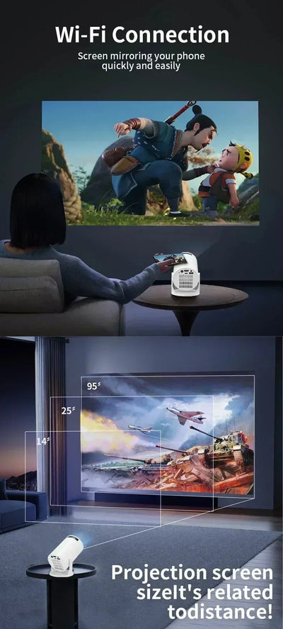 Projector  270° Adjustable LED 1080P Portable Movie Projector for Android Phone USB TV Stick Laptop N&M