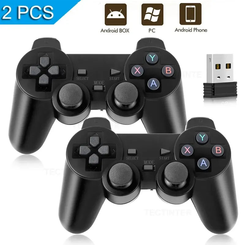 Ensemble de manettes de jeu sans fil 2.4G 2-Pack - Joystick USB Plug & Play pour PC/Android TV/Switch, poignée ergonomique N&M