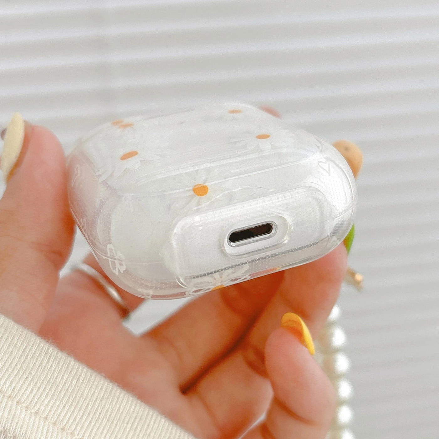 Étui Bluetooth sans fil pour AirPods1/2 AirPods3 AirPods pro et pro2 étui d’écouteur à motif de fleur avec imitation perle chai N&M