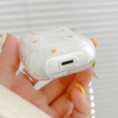 Étui Bluetooth sans fil pour AirPods1/2 AirPods3 AirPods pro et pro2 étui d’écouteur à motif de fleur avec imitation perle chai N&M