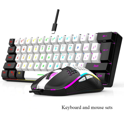 Ensembles de clavier et de souris 60 % de jeux RVB avec claviers souris combo pc kit gamer rétroéclairé mini 61 touches ordinateur filaire ensemble clavier N&M