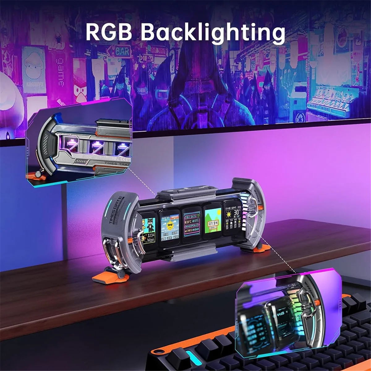 Décor de jeu Configuration de jeu Horloge numérique avec contrôle Smart APP, connexion WiFi, écran LED RVB, tableau de bord personnalisé, Pixel Art N&M