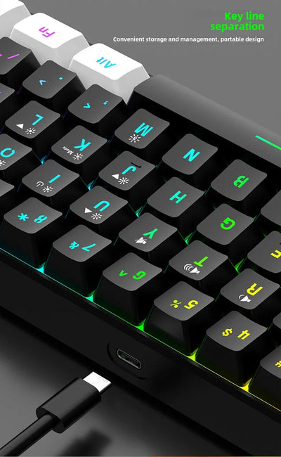 Ensembles de clavier et de souris 60 % de jeux RVB avec claviers souris combo pc kit gamer rétroéclairé mini 61 touches ordinateur filaire ensemble clavier N&M