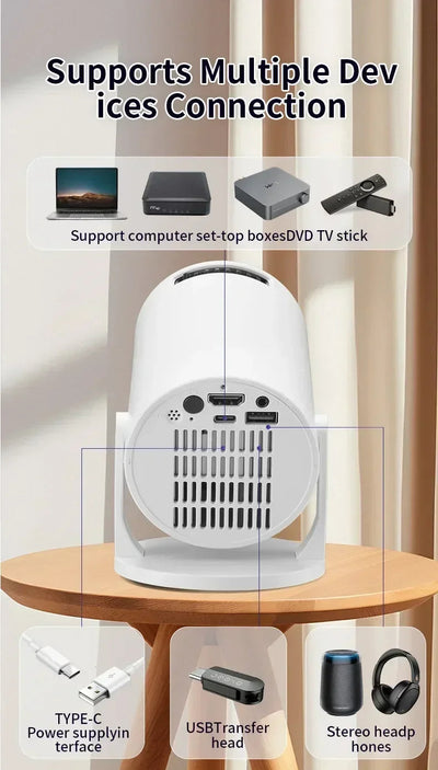 Projector  270° Adjustable LED 1080P Portable Movie Projector for Android Phone USB TV Stick Laptop N&M