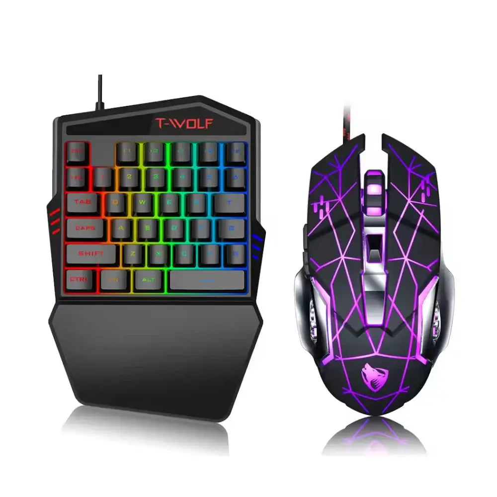 Ensemble 2 EN 1 Combos Clavier Et Souris De Jeu Mobile Filaire USB À Une Main N&M