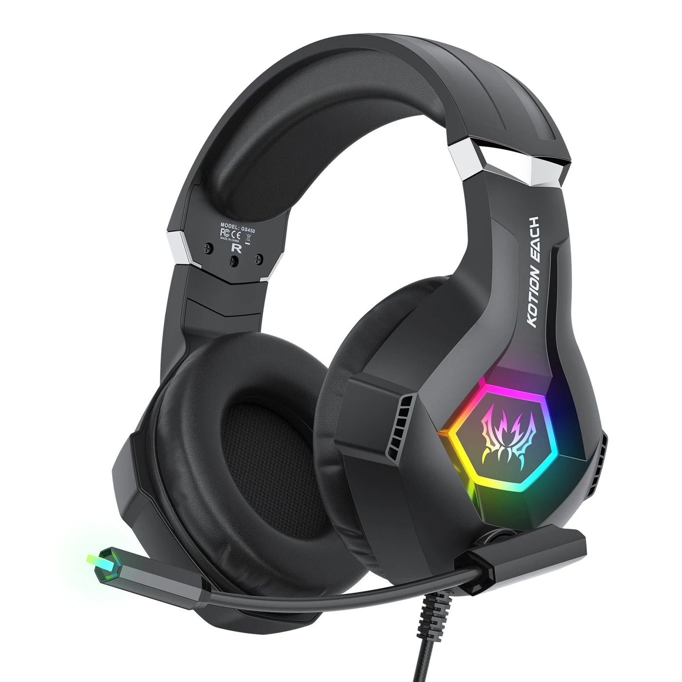 Casque de jeu filaire GS450 avec micro antibruit Lumière LED Son stéréo pour PS4 PC Xbox One Switch PS5 Controller N&M