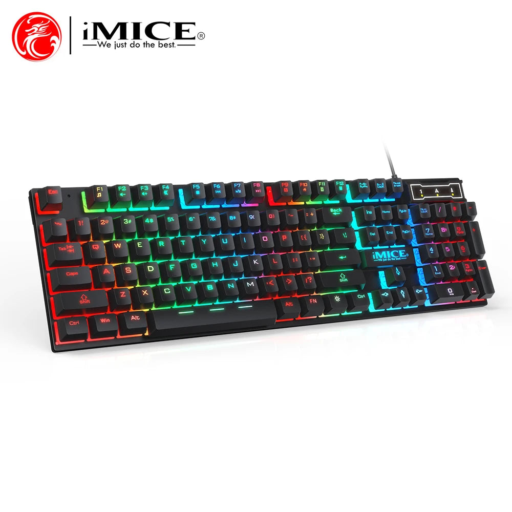 Ergonomie Clavier rétroéclairé Clavier de jeu filaire étanche Ensemble de clavier et de souris lumineux pour ordinateur portable Gamer PC N&M