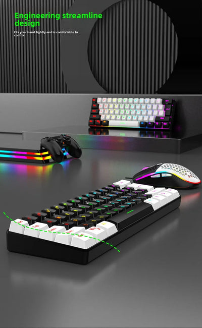 Ensembles de clavier et de souris 60 % de jeux RVB avec claviers souris combo pc kit gamer rétroéclairé mini 61 touches ordinateur filaire ensemble clavier N&M