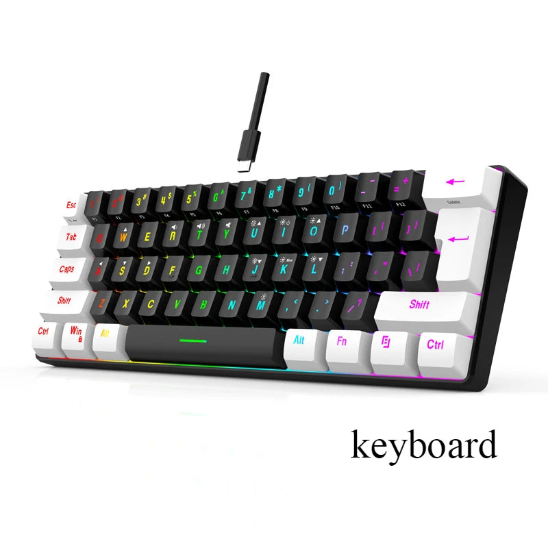 Ensembles de clavier et de souris 60 % de jeux RVB avec claviers souris combo pc kit gamer rétroéclairé mini 61 touches ordinateur filaire ensemble clavier N&M