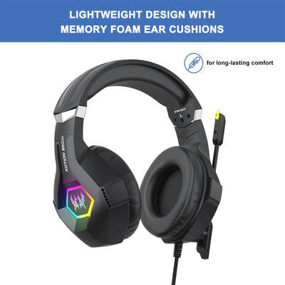 Casque de jeu filaire GS450 avec micro antibruit Lumière LED Son stéréo pour PS4 PC Xbox One Switch PS5 Controller N&M