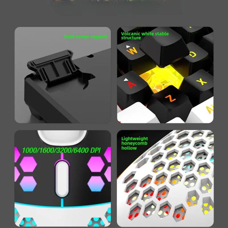 Ensembles de clavier et de souris 60 % de jeux RVB avec claviers souris combo pc kit gamer rétroéclairé mini 61 touches ordinateur filaire ensemble clavier N&M