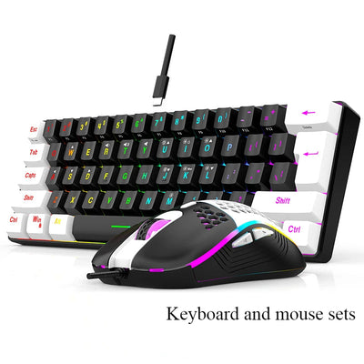 Ensembles de clavier et de souris 60 % de jeux RVB avec claviers souris combo pc kit gamer rétroéclairé mini 61 touches ordinateur filaire ensemble clavier N&M