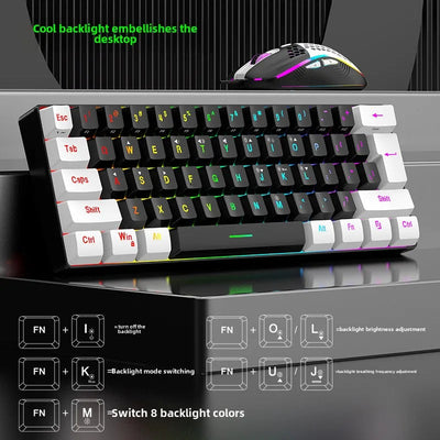 Ensembles de clavier et de souris 60 % de jeux RVB avec claviers souris combo pc kit gamer rétroéclairé mini 61 touches ordinateur filaire ensemble clavier N&M