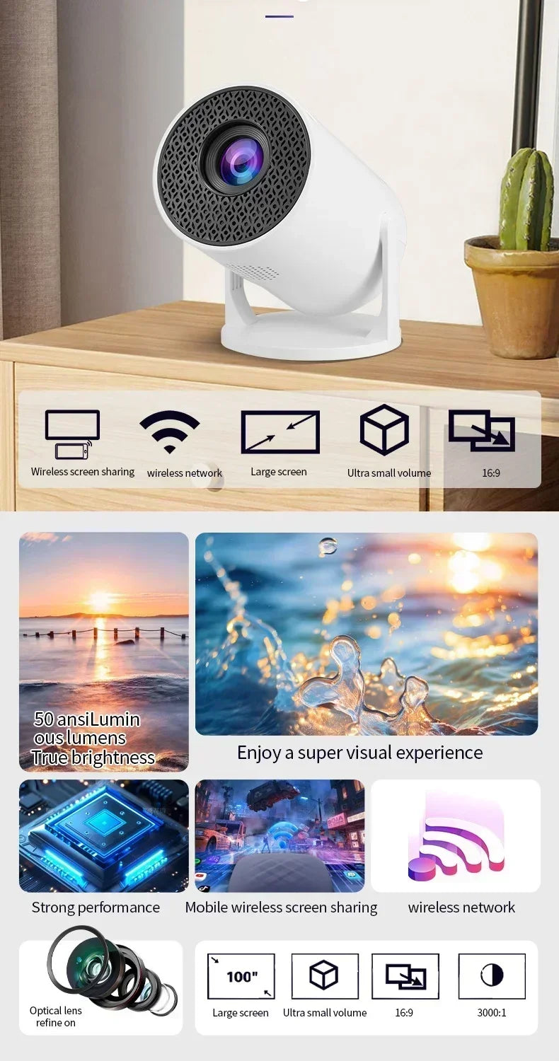 Projector  270° Adjustable LED 1080P Portable Movie Projector for Android Phone USB TV Stick Laptop N&M