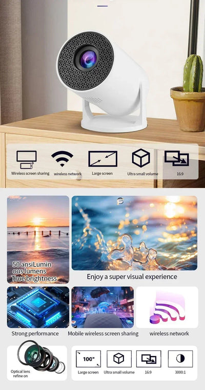 Projector  270° Adjustable LED 1080P Portable Movie Projector for Android Phone USB TV Stick Laptop N&M