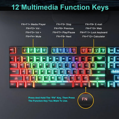 Ergonomie Clavier rétroéclairé Clavier de jeu filaire étanche Ensemble de clavier et de souris lumineux pour ordinateur portable Gamer PC N&M