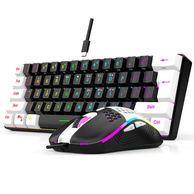 Ensembles de clavier et de souris 60 % de jeux RVB avec claviers souris combo pc kit gamer rétroéclairé mini 61 touches ordinateur filaire ensemble clavier N&M