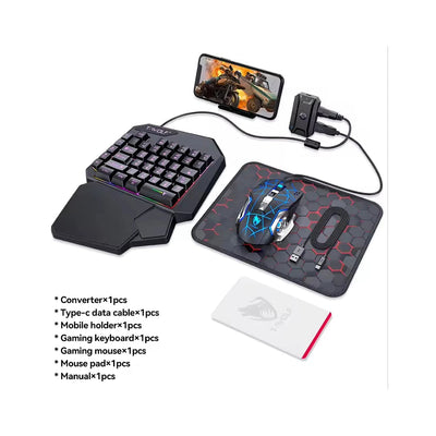 Ensemble 2 EN 1 Combos Clavier Et Souris De Jeu Mobile Filaire USB À Une Main N&M