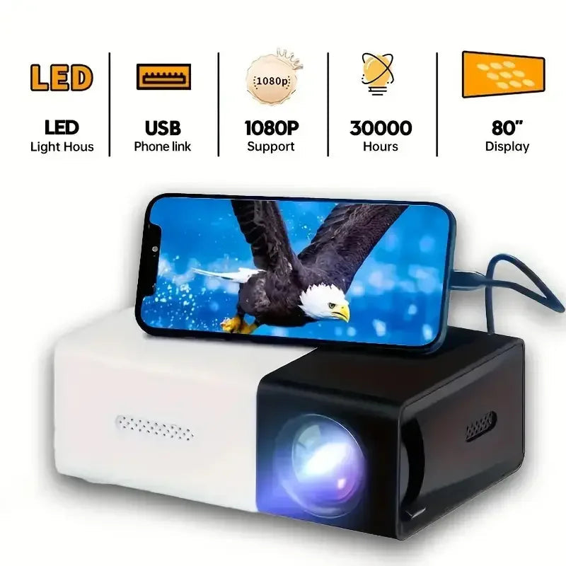 Hd 1080P Portable Smart Projector - Ideal for home theater and outdoor use, compatible with mobile phones perfect for parties N&M