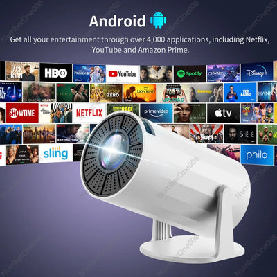Portable Projector with WiFi and Bluetooth, Support 4K 1080p, Indoor/Outdoor Movie Projector with Video System N&M