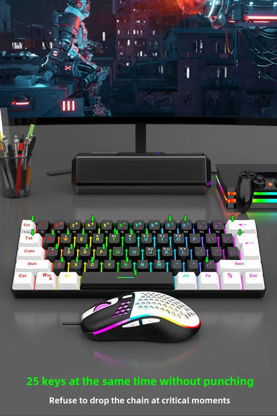 Ensembles de clavier et de souris 60 % de jeux RVB avec claviers souris combo pc kit gamer rétroéclairé mini 61 touches ordinateur filaire ensemble clavier N&M